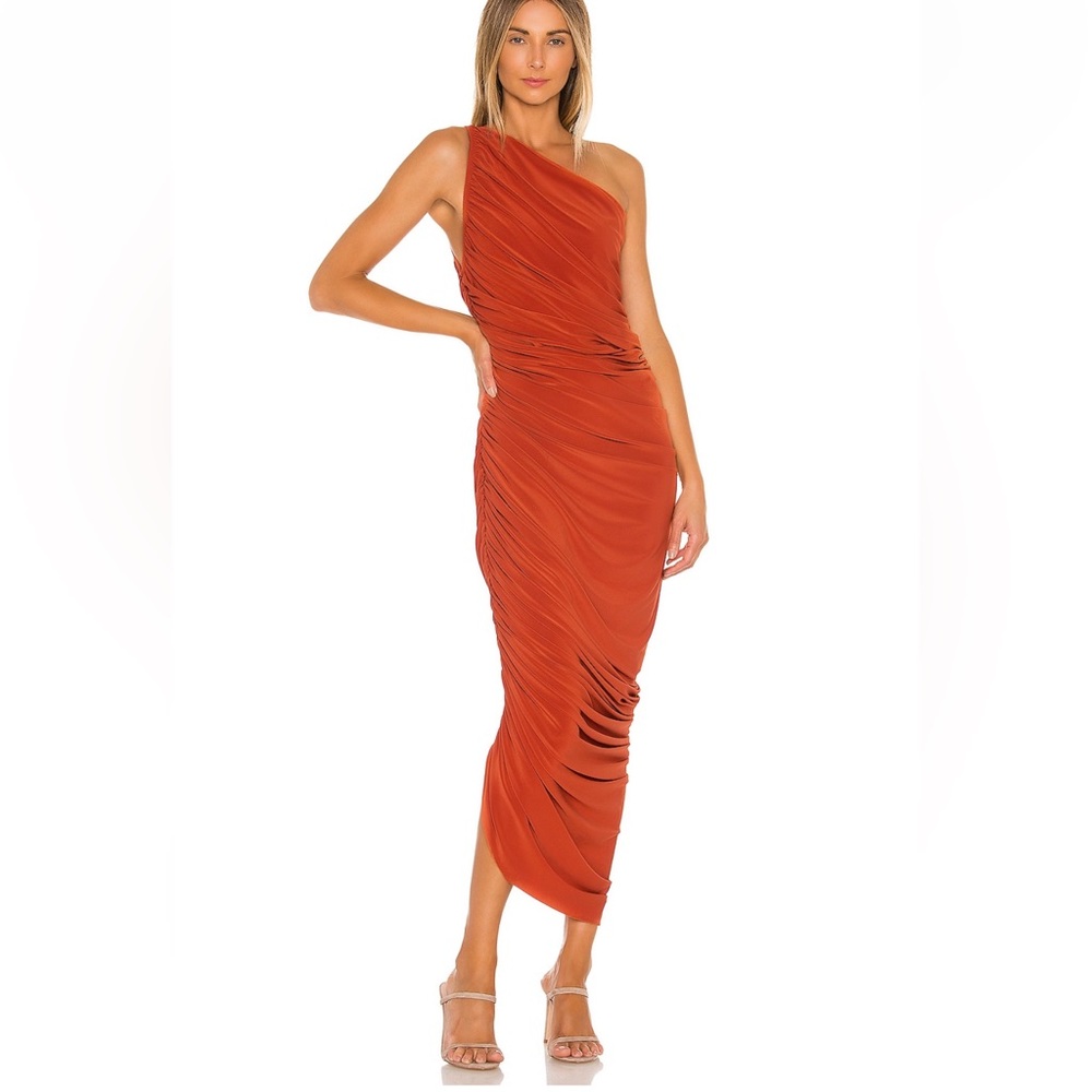 Elegant One-Shoulder Burnt Orange Dres